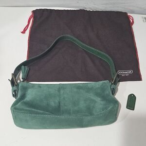 Vintage Coach 7470 Hamptons Soft Suede Emerald Green Demi Bag